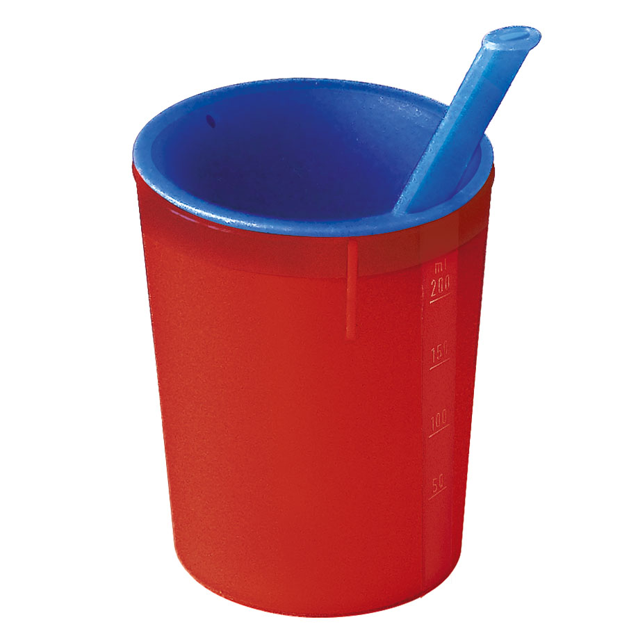 medizinische Trinkhilfe rot-blau