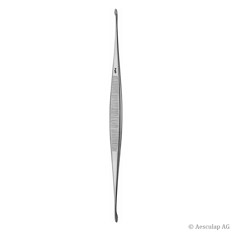BARTH scharfer Löffel, gerade. 180 mm,  sptizt/sptiz, doppelendig