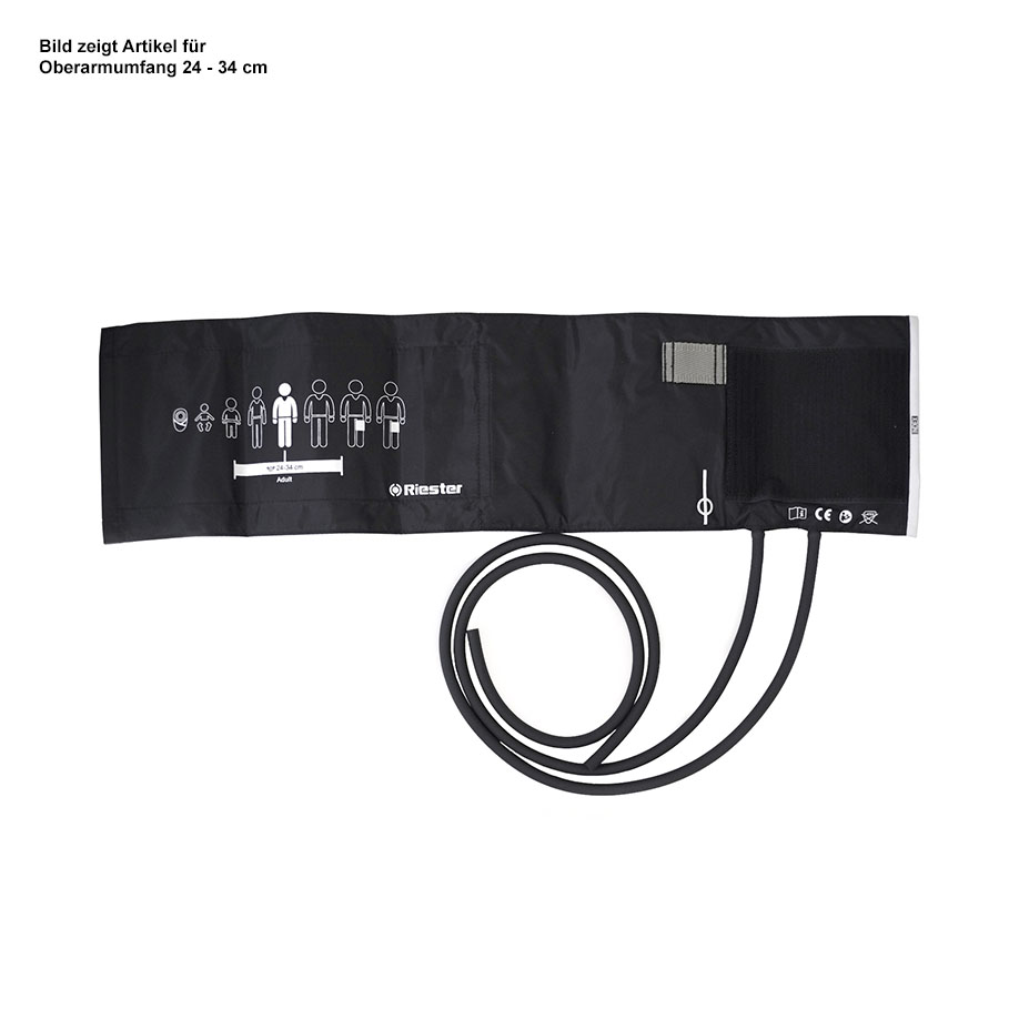 Klettenmanschette Erwachsene, 54,5 x 14,5 cm, Doppelschlauch, schwarz
